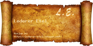 Lederer Etel névjegykártya